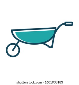 Wheelbarrow icon vector in trendy style