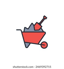 Wheelbarrow icon. vector.Editable stroke.linear style sign for use web design,logo.Symbol illustration.