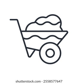 Wheelbarrow icon. vector.Editable stroke.linear style sign for use web design,logo.Symbol illustration.