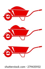 Wheelbarrow icons on white background