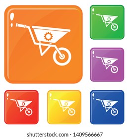 Wheelbarrow icons set collection vector 6 color isolated on white background svg