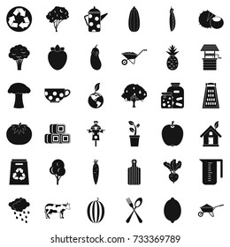 Wheelbarrow icons set. Simple style of 36 wheelbarrow vector icons for web isolated on white background
