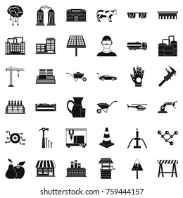 Wheelbarrow icons set. Simple style of 36 wheelbarrow vector icons for web isolated on white background
