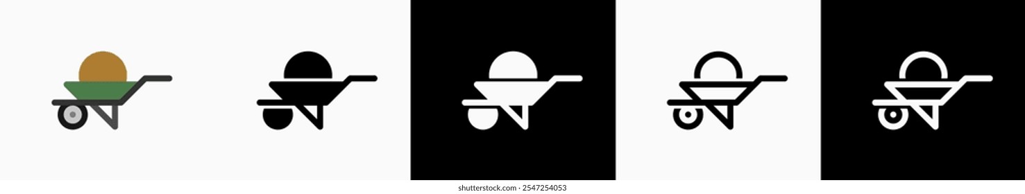 Wheelbarrow Icons: vector illustration of wheelbarrow icons with black and white background