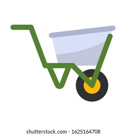 wheelbarrow isolated flat color icon