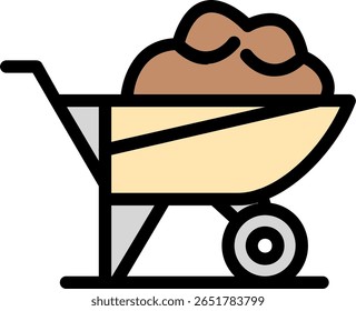 Línea de carretilla llena de diseño de iconos