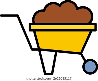 Wheelbarrow Line Filled Vector Icon Design