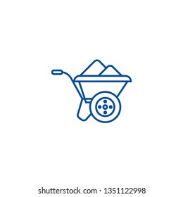 Wheelbarrow line icon concept. Wheelbarrow flat  vector symbol, sign, outline illustration.
