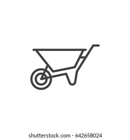 Wheelbarrow line icon, outline vector sign, linear style pictogram isolated on white. Symbol, logo illustration. Editable stroke. Pixel perfect