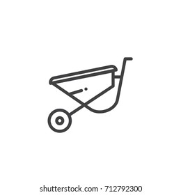 Wheelbarrow line icon, outline vector sign, linear style pictogram isolated on white. Symbol, logo illustration. Editable stroke