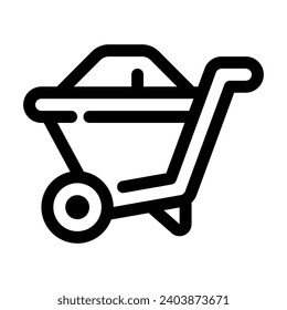 Icono de línea de carretilla - Icono único, vector