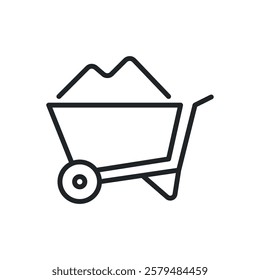 Wheelbarrow line icons. Perfect pixel on transparent background