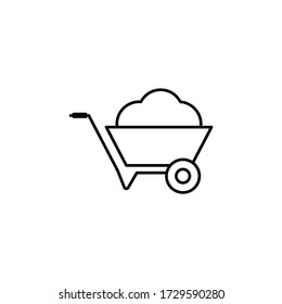wheelbarrow line illustration icon on white background