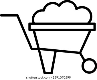 Wheelbarrow Line Vector Icon Design