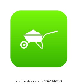 Wheelbarrow loaded with soil icon digital green for any design isolated on white vector illustration svg