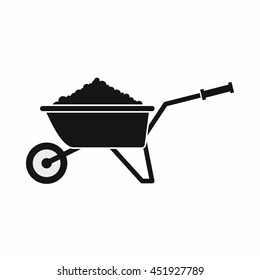 Wheelbarrow loaded with soil icon in simple style isolated vector illustration svg