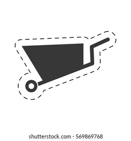 wheelbarrow mine equipment pictogram cut line vector illustration eps 10