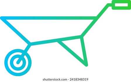 Wheelbarrow mining industry icon with blue and green gradient outline style. wheelbarrow, cart, transportation, wheel, tool, barrow, load. Vector Illustration