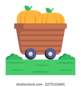 A wheelbarrow for mulching, flat icon
