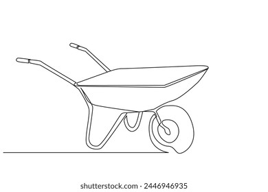 Vector de diseño de arte de una línea del objeto wheelbarrow