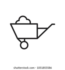 Wheelbarrow Outline Icon Vector