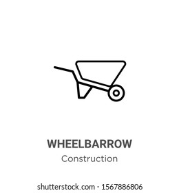 Wheelbarrow outline vector icon. Thin line black wheelbarrow icon, flat vector simple element illustration from editable construction concept isolated on white background