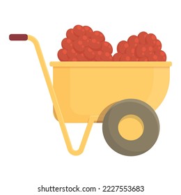 Wheelbarrow palm fruit icon cartoon vector. Oil food. Tropical extract