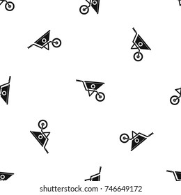 Wheelbarrow pattern repeat seamless in black color for any design. Vector geometric illustration svg
