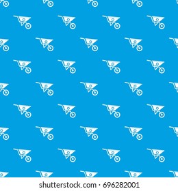 Wheelbarrow pattern repeat seamless in blue color for any design. Vector geometric illustration svg