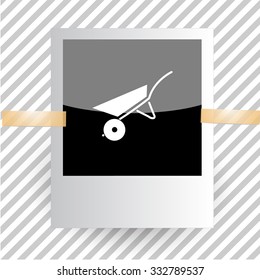 wheelbarrow. Photoframe. Vector icon.a