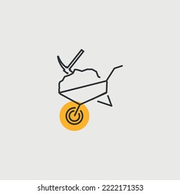 wheelbarrow with pickaxe vector icon mining and industry icon