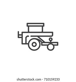 Wheelbarrow planter line icon, outline vector sign, linear style pictogram isolated on white. Symbol, logo illustration. Editable stroke