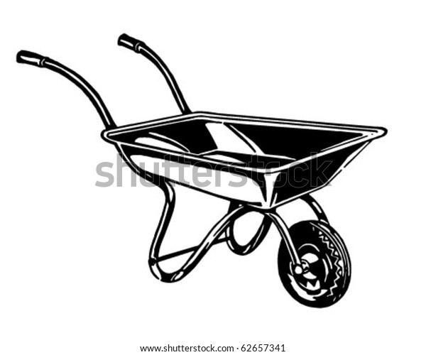 Wheelbarrow Retro Clipart Illustration Stock Vector (Royalty Free) 62657341