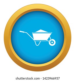 Wheelbarrow with sand icon blue vector isolated on white background for any design svg