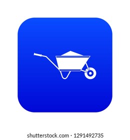 Wheelbarrow with sand icon digital blue for any design isolated on white vector illustration svg