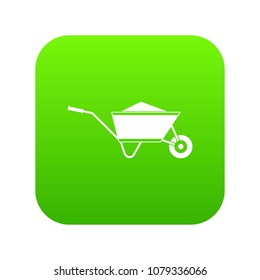 Wheelbarrow with sand icon digital green for any design isolated on white vector illustration svg