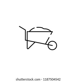 wheelbarrow with sand icon. Element of construction for mobile concept and web apps illustration. Thin line icon for website design and development, app development