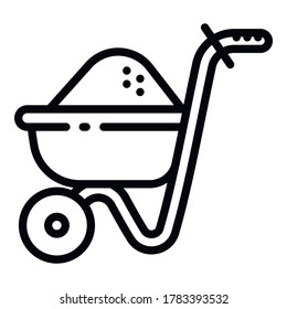 Wheelbarrow sand icon. Outline wheelbarrow sand vector icon for web design isolated on white background