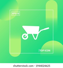 Wheelbarrow Sand Isolated On green Background In Vector Icon Solid Eps10