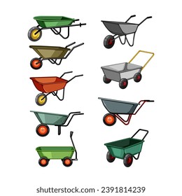 Rollkartoon Landwirtschaft leer, Griff Rad, Ausrüstung Werkzeug-Rollkarren Schild. einzelne Vektorgrafik-Vektorgrafik