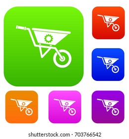 Wheelbarrow set icon in different colors isolated vector illustration. Premium collection