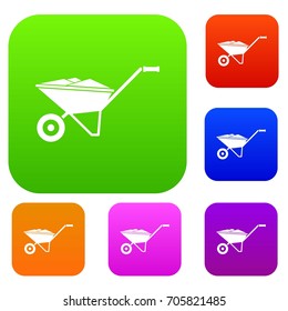 Wheelbarrow set icon in different colors isolated vector illustration. Premium collection