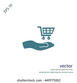 Wheelbarrow for shopping, vector logo