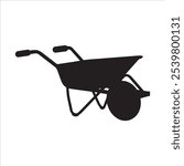 Wheelbarrow silhouette icon logo vector.