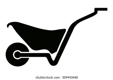 Wheelbarrow Silhouette Sign, Vector Illustration. 