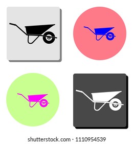 Wheelbarrow. simple flat vector icon illustration on four different color backgrounds