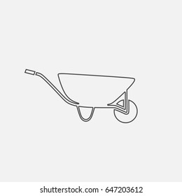 Wheelbarrow simple icon. Contour illustration.