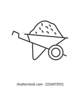 Wheelbarrow simple linear icons on a white background