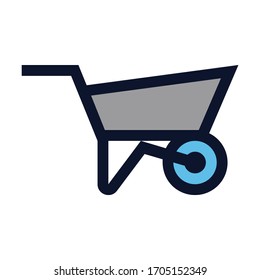 Wheelbarrow. Simple Vector Color Icon.