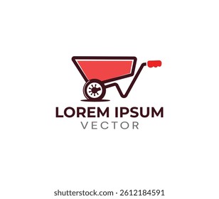 Wheelbarrow simple vectorel drawing icon - Wheelbarrow vector logo design
